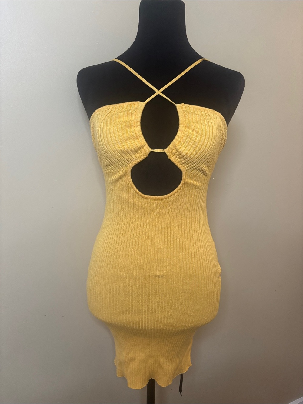 Windsor Yellow Ribbed Bodycon Mini Dress